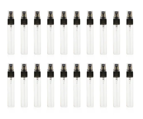 Miniatura 15 de Juego de 20 botellas de perfume de viaje de 10 ml, atomizador recargable, botella vacía hidratante (con tapas doradas)