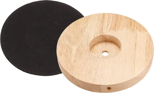 Miniatura 5 de PATIKIL Base de lámpara de madera de 4.724 in, 1 paquete de base circular de madera maciza de madera para escritorio, soporte de repuesto