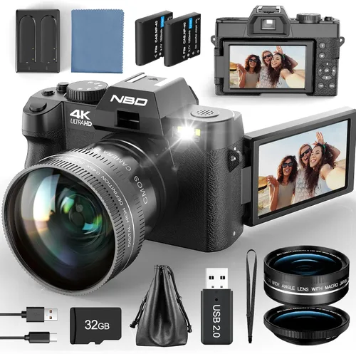 Cámaras digitales de 48MP para fotografía con WiFi y control de aplicaciones, cámara de enfoque automático 4K para YouTube con zoom de 16X,