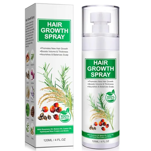 Spray de suero para el crecimiento del cabello, spray natural para el crecimiento del cabello con biotina, batana, romero y aceite de ricino,