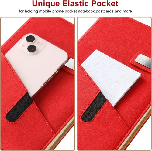 Miniatura 2 de Cuaderno A5 en blanco, cuaderno de bocetos de cuero de tapa dura recargable con bolsillo y hebilla magnética, cuaderno de bocetos de viaje de 240