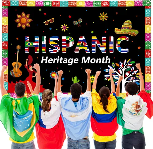 Miniatura 6 de Cartel extra grande del mes de la herencia hispana de 72 x 48 pulgadas, decoración de celebración de países hispanohablantes latinoamericanos