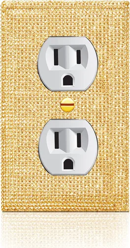 Miniatura 8 de 4 piezas de placa de pared rosa plateado brillante cubierta decorativa interruptor de luz cubierta de interruptor de palanca única diamantes