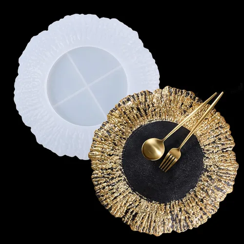 Miniatura 8 de Molde de bandeja de resina con bordes de cuentas, molde rectangular para placa de joyería para resina epoxi, soporte para velas, jabonera