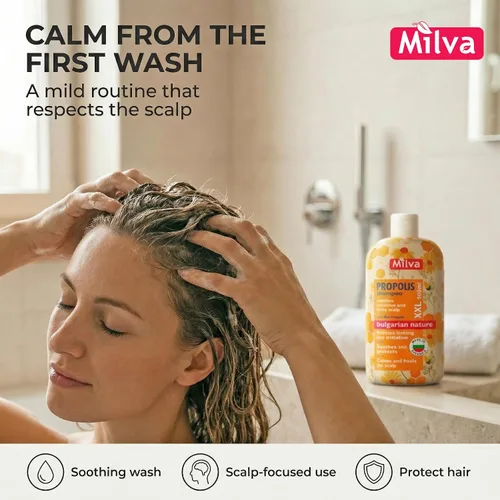 Miniatura 3 de Milva Itchy Scalp Shampoo with Propolis - 17 Fl Oz Natural Anti Dandruff Dry Scalp Treatment with Honey Bee Soothing Formula for Irritated, & Flaky