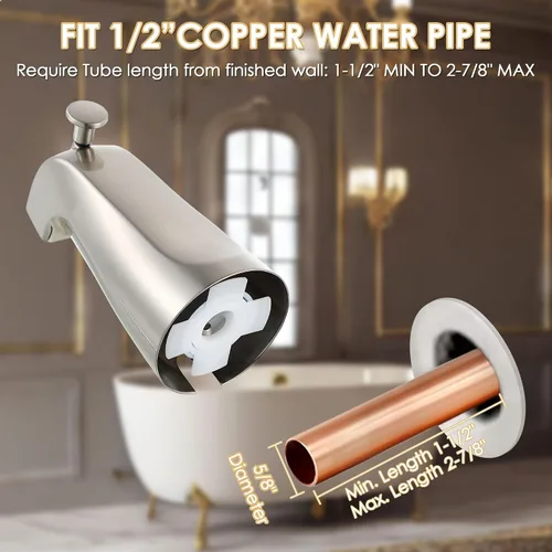 Miniatura 3 de Enhon Boquilla deslizante para bañera con desviador, compatible con la norma estadounidense 8888026.002, grifo de bañera de baño, se adapta a 1/2