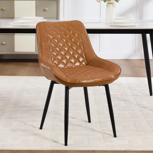 Miniatura 28 de Silla de Comedor, Sillas de Comedor Modernas con Cojines Gruesos, Sillas de Comedor de Cocina y Salón Tapizadas en Cuero Sintético con Patas Negro
