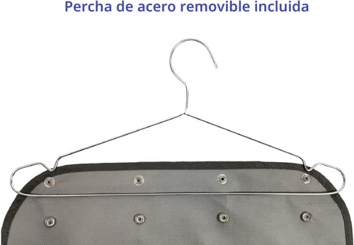 Miniatura 5 de Organizador de joyas colgante de doble cara con colgador para armario, collar, aretes, pulsera, anillo, soporte de viaje