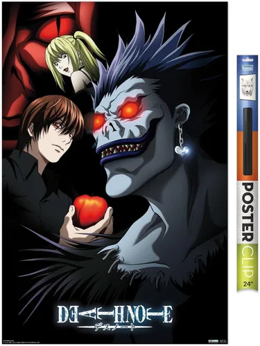 Miniatura 17 de Trends International Death Note - Póster de pared de grupo, 14.725 x 22.375 pulgadas, versión enmarcada de madera de granero