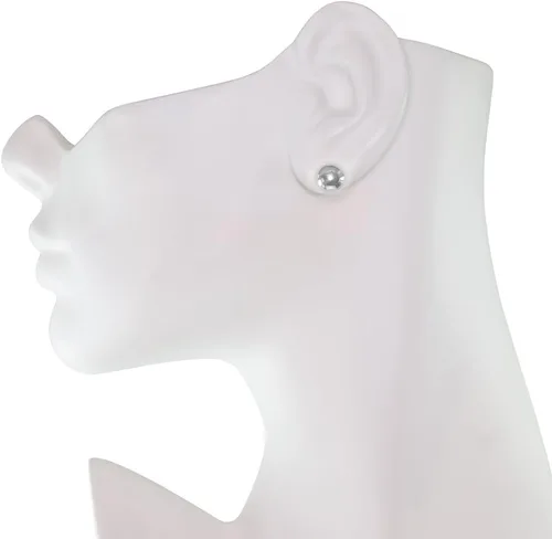 Miniatura 11 de Honolulu Jewelry Company Aretes de bola redonda pulida de plata de ley prémium con respaldo de 0.197 in, 0.079 in - 0.394 in