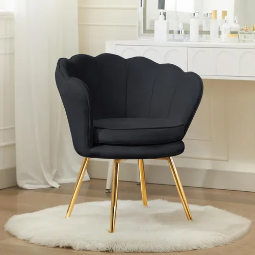Miniatura 15 de Czlolo Juego de 2 sillas decorativas, sillas de tocador de terciopelo con respaldo, silla decorativa pequeña moderna de mediados de siglo para sala