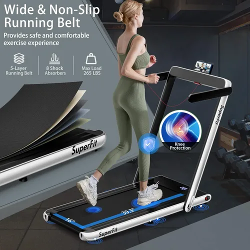 Miniatura 3 de Goplus 2 in 1 Folding Treadmill, 2.25HP Superfit Under Desk Electric Treadmill, Installation-Free with Remote Control, APP Control and LED Display