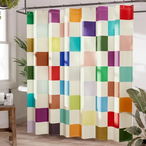 Miniatura 25 de AmazerBath Cortina de ducha floral, juego de cortinas de ducha lavables de tela con 12 ganchos para cortina de ducha, cortinas de ducha de tela C