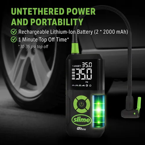 Miniatura 4 de Slime 40089 Inflador de neumáticos inalámbrico 3 en 1 con banco de energía y luz LED, apagado automático, pantalla digital y 6 ajustes