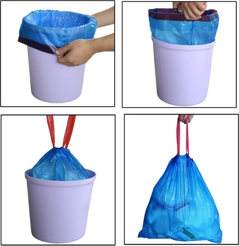 Miniatura 6 de Bolsa de basura pequeña con cordón de 3 galones, bolsas de basura, azul, 220