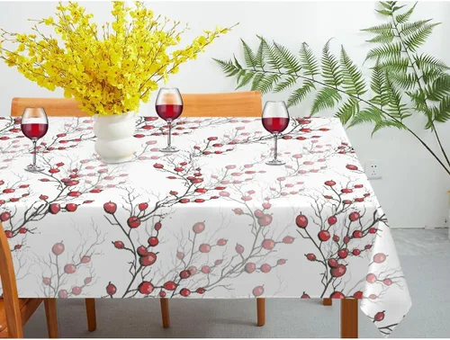 Miniatura 7 de Mantel rectangular decorativo con hojas de lavanda moradas para el hogar, mantel para comedor, barbacoa, picnic, mesa auxiliar, 52 x 70 pulgadas
