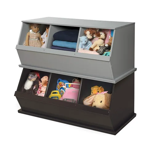 Miniatura 10 de Badger Basket Organizador apilable de almacenamiento de juguetes de tres cubos - gris