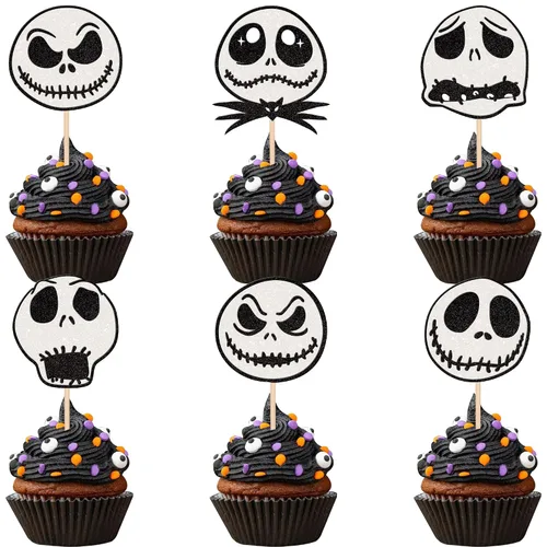 Miniatura 22 de 30 piezas de adornos para cupcakes con purpurina – Púas de cupcakes de Halloween para niños, cumpleaños, festival, fiesta, decoración de pasteles