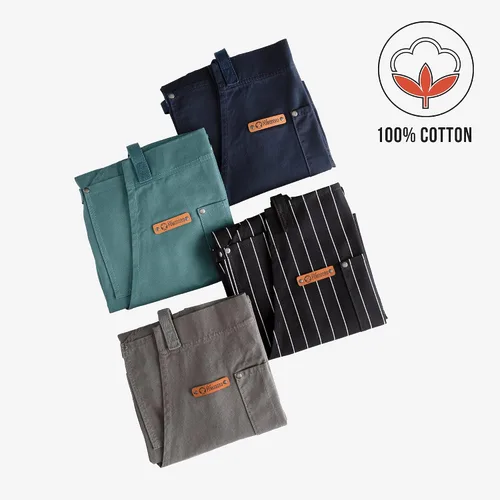 Miniatura 7 de Chef Pomodoro Delantal de chef para hombre y mujer, delantal de cocina con bolsillos y correas ajustables para el cuello, delantal de cocina 100%