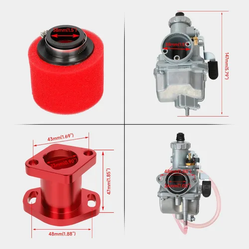 Miniatura 4 de FVRITO VM22 Carburador de Carrera de Rendimiento para Predator 212cc 196cc Coleman CT200U BT200X KT196 Mini Bike Go Kart GX160 GX200 6.5HP OHV Motor