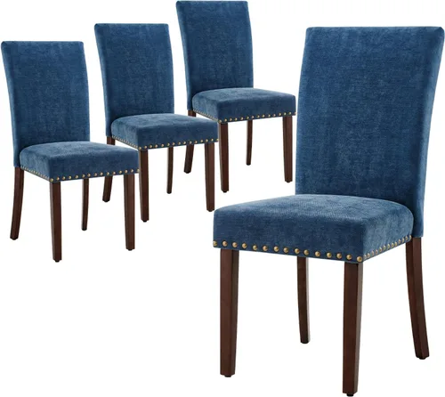 Miniatura 48 de COLAMY Juego de 2 sillas de comedor tapizadas Parsons, sillas de tela para comedor y cocina con detalle de cabeza de clavo y patas de madera