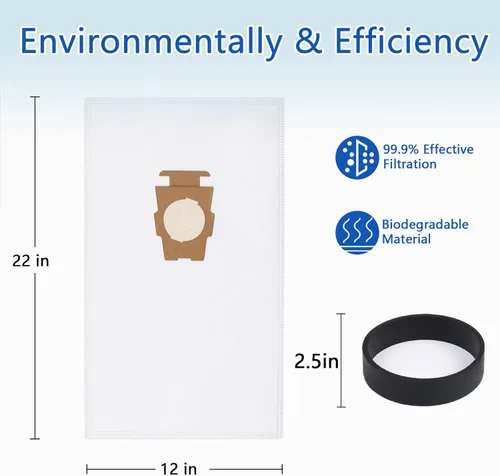 Miniatura 5 de Paquete de 10 bolsas para aspiradora y 2 cinturones compatibles con bolsas de aspiradora Kirby 204811, 204814, 205811 Style F, aptas para todos
