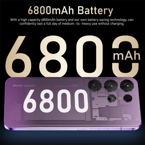 Miniatura 2 de Teléfono desbloqueado C24, pantalla de 6.3 pulgadas, teléfono inteligente Android 14, teléfono celular 4+128GB, batería grande de 6800 mAh, pantalla