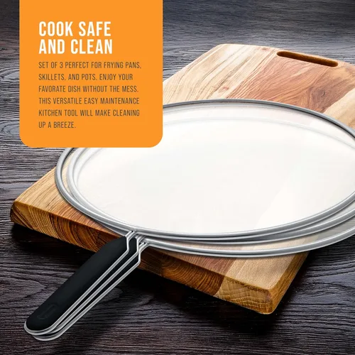 Miniatura 7 de U.S. Kitchen Supply Juego de 3 protectores de salpicaduras de acero inoxidable de 13 pulgadas, cubierta de malla fina, grasa y aceite, pantalla