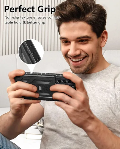 Miniatura 6 de Funda protectora para Samsung Galaxy S21-FE: Cubierta de protección completa a prueba de caídas de grado militar de doble capa con soporte Carcasa