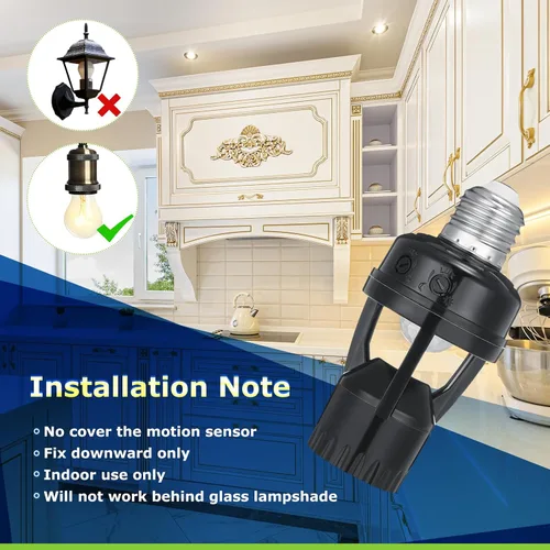 Miniatura 3 de Hortsun 3 tomas de luz con sensor de movimiento, enchufe inteligente de rosca compatible con E26/E27 con control de luz nocturna de encendido