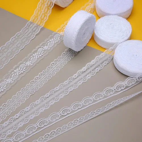 Miniatura 7 de 30 yardas de cinta de encaje blanca, para envolver regalos, decoración de vestidos, decoración de bodas, manualidades de costura (Estilo2)