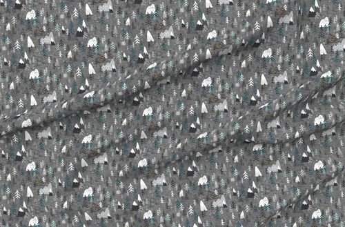 Miniatura 4 de Spoonflower Tela - Montaña, bosque, picos, gris carbón, bosque, estrellas, noche, impreso en tela de gasa Fat Quarter - Costura de ropa de moda