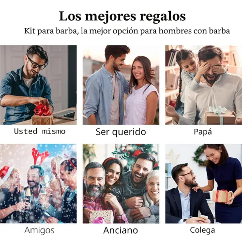 Miniatura 7 de Regalos para hombres, kit de barba para aseo y cuidado diario de hombres, hidrata y suaviza el cabello facial, juego de cuidado personal