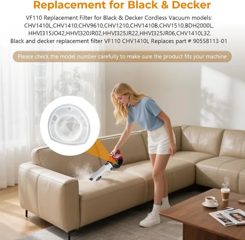 Miniatura 5 de Blutoget-Fit - Filtro de repuesto CHV1410L HHVI315JO42 VF110 para herramientas eléctricas Black&Decker -VF110 Aspiradora de mano inalámbrica CHV1510