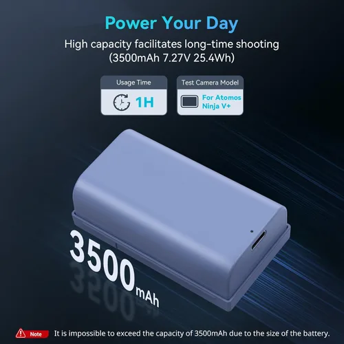 Miniatura 2 de SMALLRIG Batería USB-C de repuesto de 3500 mAh para Sony NP-F550, 3H completamente cargada, fuente de alimentación para luces LED, monitores, Azul