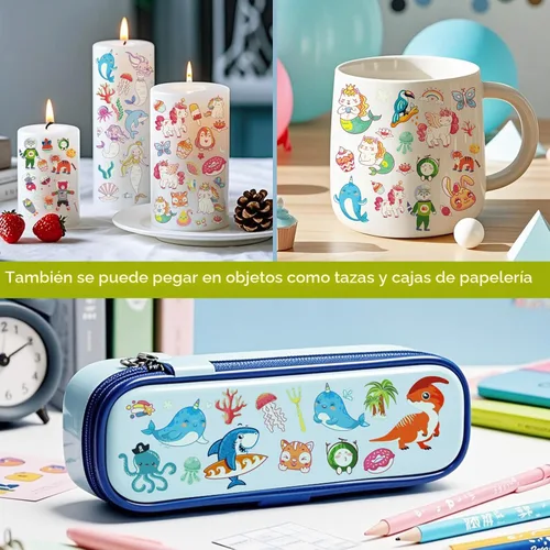 Miniatura 4 de Awinmay 310 piezas de tatuajes temporales luminosos para niños, estilos mixtos de tatuajes que brillan en la oscuridad para niños y niñas, pegatinas