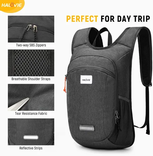 Miniatura 3 de HALOVIE Mochila pequeña de senderismo 10L, mochila ligera plegable de día, mochila de viaje plegable para mujeres y hombres (Negro)