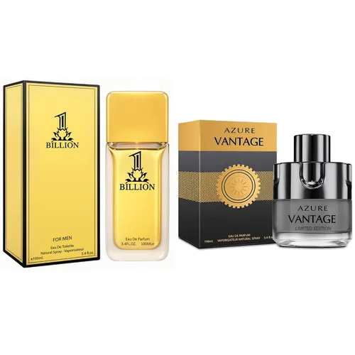 Miniatura 24 de Set de regalo de perfume para hombre, EDP, paquete de 2 (3.4 oz / 3.4 fl oz cada uno), Amazing Code Gold, AQUA DE EP BLUE, ámbar picante y azul