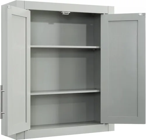 Miniatura 4 de Crosley Furniture Savannah Armario de almacenamiento para baño montado en la pared con estantes para medicinas, Gris