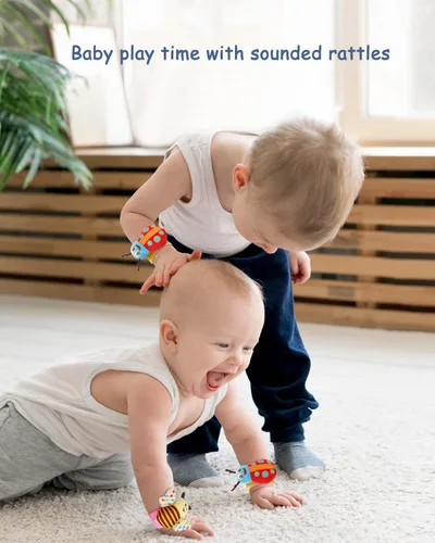 Miniatura 12 de Sonajeros de muñeca para bebés de 0 a 6 meses, calcetines para pies y piernas, tobillos, brazos, mano, pulsera, agitador para niños y niñas de 6 a