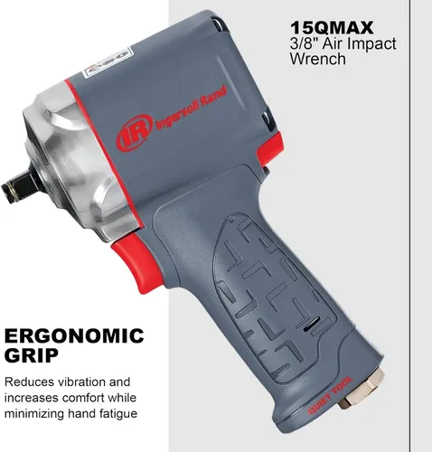 Miniatura 4 de Ingersoll Rand 15QMAX Llave de impacto de aire de 3/8 pulgadas, silenciosa, ultra compacta, torque de extracción de tuercas de 475 pies-libras