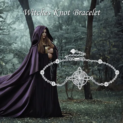 Miniatura 6 de YAFEINI Nudo de Bruja Plata 925 Pulsera de Nudo de Bruja Original de Plata de Ley Celta Pulsera de Bruja para Mujer Regalos de Bruja