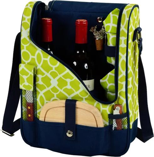 Miniatura 7 de Picnic at Ascot Bolsa térmica original aislada para vino y queso, diseñada, montada y aprobada de calidad en los Estados Unidos Azul marino/Blanco