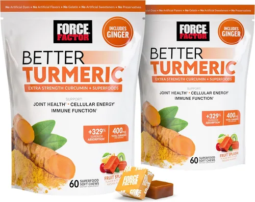 Force Factor Better - Suplemento de apoyo para articulaciones de cúrcuma para una salud extra fuerte, con curcumina de cúrcuma HydroCurc con