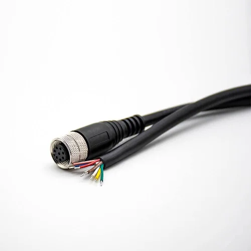 Miniatura 50 de Elecbee Cable M12 A-Code Conector recto de cabeza hembra individual Cable eléctrico de enchufe de aviación (cable de 12 pines 1M/3.3 pies)