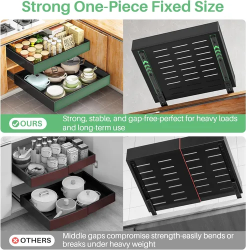 Miniatura 6 de Organizador de gabinete extraíble, 21 pulgadas de profundidad, 16.9 pulgadas de ancho, cajones deslizantes de extensión completa de servicio pesado