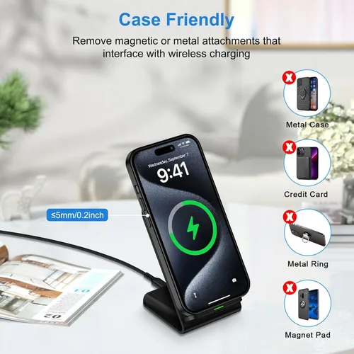 Miniatura 4 de Estación de carga inalámbrica de 15 W inalámbrica rápida para Motorola Edge 60 Stylus/Edge 2024/Moto G Power 2025/50 Neo/Edge+ 2023/Edge 50