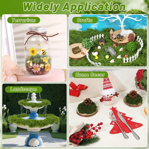 Miniatura 6 de Jollidecor Musgo falso de 1.54 libras para manualidades, artificial decorativo verde claro y verde oscuro, musgo sintético, decoración de jardín
