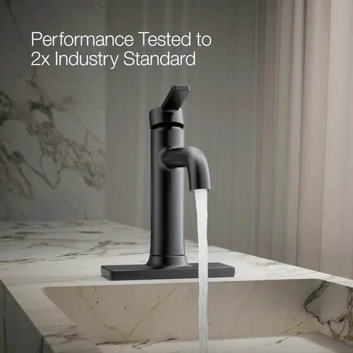 Miniatura 4 de KOHLER K-28126-4K-BL Venza - Grifo de lavabo de baño con mango único, instalación de 1 orificio con drenaje clicker, 1.0 GPM, negro mate Mate negro