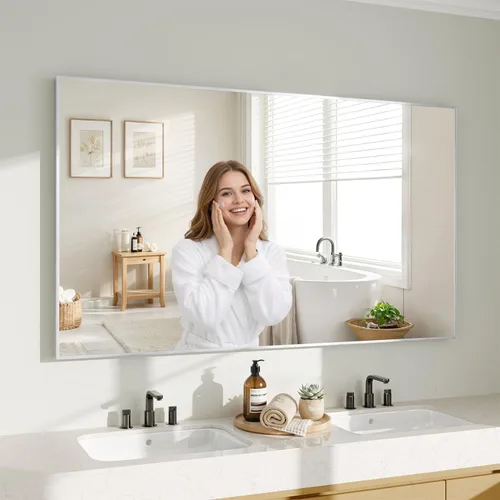Miniatura 41 de Koonmi Espejo de pared rectangular negro, espejo de baño de 24 x 32 pulgadas, espejo de tocador con marco de aluminio para entrada, sala de estar